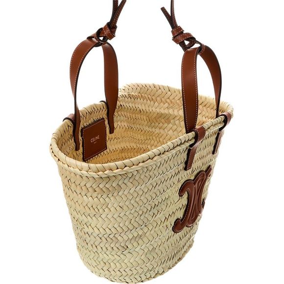 Celine Teen Classic Panier Palm Leaves & Leather Tote - Picture 3 of 4